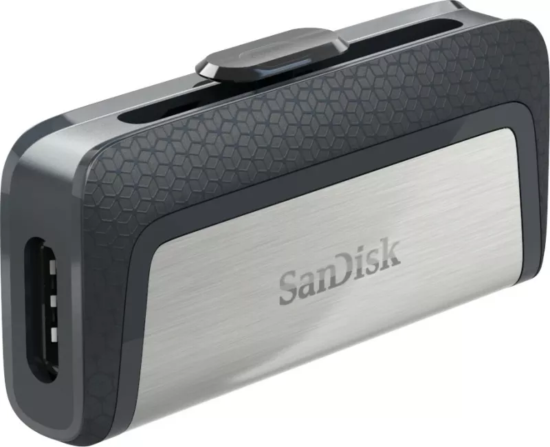 USB SanDisk Ultra Dual Drive, 128 GB, USB Type-A / USB Type-C, 3.2 Gen 1, E zezë, Argjend