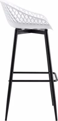 Karrige për bar FH8686.11, polipropilen e bardhë dhe këmbë metali të zeza, 45x45x97H cm