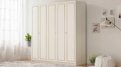 Dollap garderobe Skye Decor, ngjyrë e bardhë mat, RB-082, 175x180x52cm