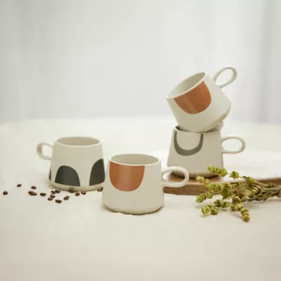 Filxhan Scandi, porcelan New Bone China, i bardhë me detaje elefanti, 8x8x8cm