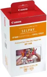 Letër foto me bojë, Canon RP-108, 100x148 mm (4x6\"), 108 printime, për SELPHY CP, e bardhë, set