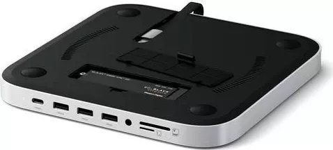 Stand dhe Hub Satechi për Mac Mini/Studio, 1x USB-C 3.2, 1x USB-A 3.2, 2x USB-A 3.0, 3.5mm jack, port micro/SD, NVMe/M.2 SATA SSD