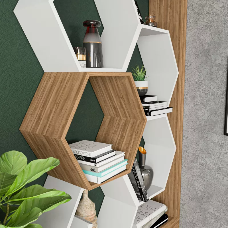 Raft librash Hanah Home Artemis, ngjyrë arr dhe e bardhë