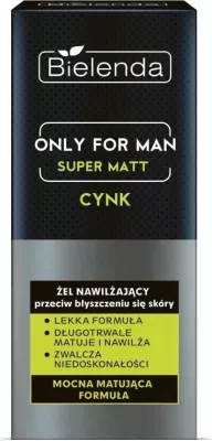 Xhel hidratues matifikues për fytyrë Bielenda Only For Man Super Matt për meshkuj, 50ml