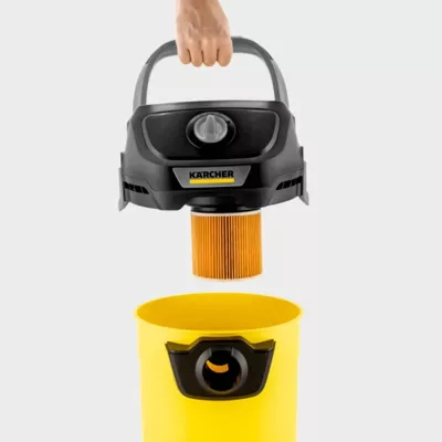 Fshesë me korrent lagë e thatë, Karcher, KWD 3 V-15/4/20 (BYY) 1.628-444.0, depozitë 15L çelik inox, 1000W, verdhë