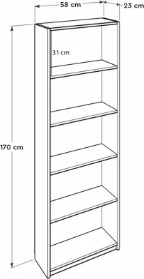 Raft librash Hanah Home, Ktp-150-Bb-1, ngjyrë e bardhë