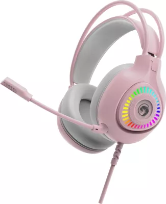 Kufje gaming Marvo H8325, me kabllo USB 2.0, RGB, stereo, rozë