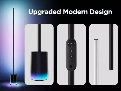 Lampë dyshemeje smart Govee Floor Lamp 2 RGBICWW, E zezë