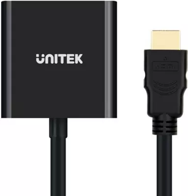 Adapter AV Unitek Y-6333 HDMI në VGA + Jack 3.5mm, i zi