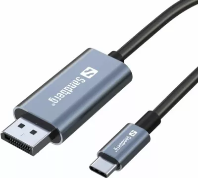Kabllo video USB-C në DisplayPort Sandberg 136-51 2 m 4K@60Hz, gri/zezë