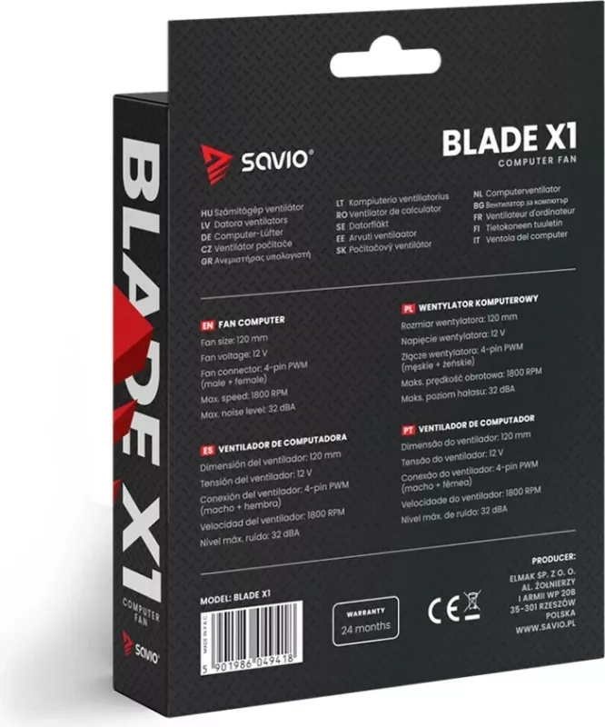 Ventilator kase kompjuteri SAVIO BLADE, 120mm, 4-PIN PWM, i zi