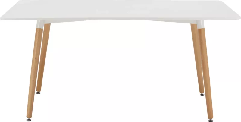 Tavolinë kuzhine minimaliste, MDF e bardhë, këmbë ahu, 160x90x74