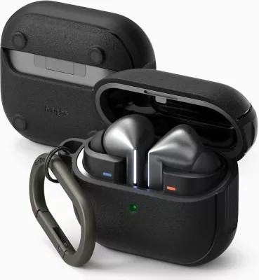 Mbështjellës Ringke Onyx për Samsung Galaxy Buds 3/3 Pro, MagSafe, me karabinë, e zezë
