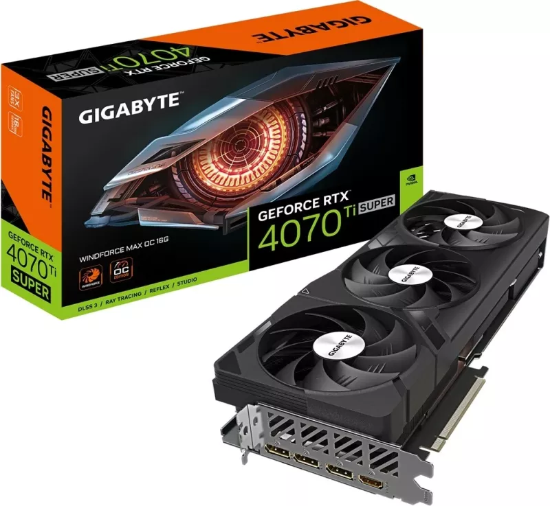 Kartelë grafike Gigabyte RTX 4070 Ti SUPER WINDFORCE MAX OC, 16GB, E zezë