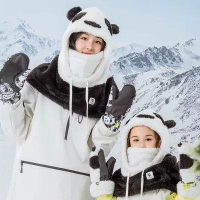 Balaklavë ski Qunature Panda, për fëmijë/të rritur, M, e zezë/e bardhë