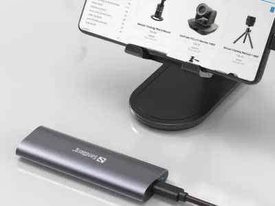 Kasë Sandberg 136-39 për SSD M.2 NVMe, USB 3.2 Gen 2 10Gbps, deri 4TB, gri e errët