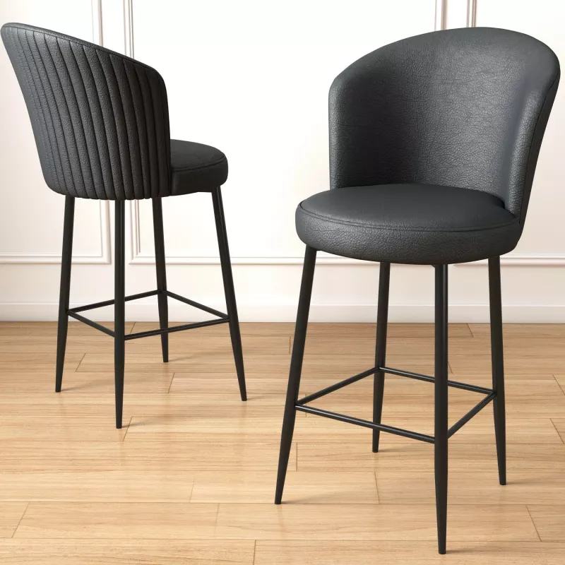 Set karrigesh për bar (4 copë), Hanah Home Uras, antracit, e zezë