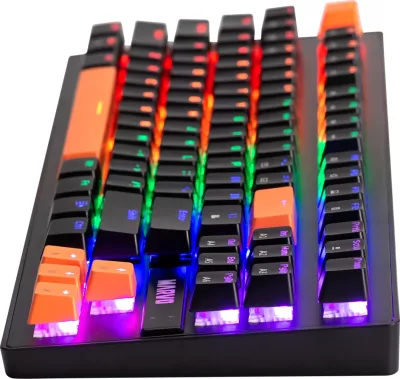 Tastierë mekanike gaming Marvo KG901C EN KRONE 87, 87 taste, Blue Switch, ndriçim RGB, e zezë me taste portokalli