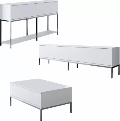 Set mobiljesh për dhomë dite, Hanah Home, Lord, e bardhë, argjend