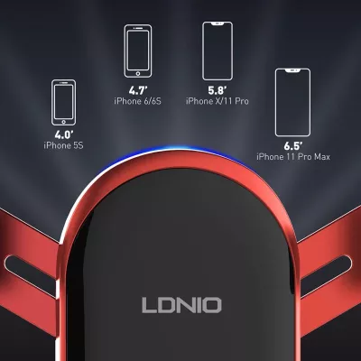 Mbajtës celulari për veturë LDNIO MG01, universal 10–17.7 cm, i kuq/zi