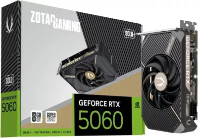 Kartë grafike ZOTAC GAMING GeForce RTX 5060 SOLO, 8 GB GDDR7, e zezë