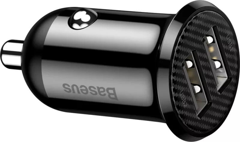 Mbushës për veturë Baseus Grain Pro me 2x USB, ngjyrë e zezë