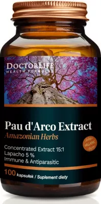 Suplement ushqimor Doctor Life Pau d'Arco Extract nga lëvorja e brendshme 3750mg, 90 kapsula