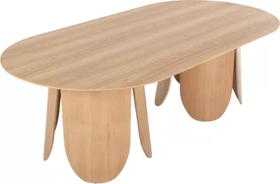 Tavolinë ngrënieje ovale DENTY FH9611.01 MDF me furnir lisi - lis natyral 240x120x75Hcm