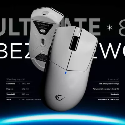 Maus Rampage BLITZ ULTIMATE, optik, 8K, 30000DPI, PAW3950, i bardhë