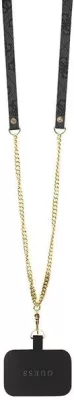 Mbështjellës Guess Crossbody 4G Metal Logo për iPhone 15/15 Plus, i zi, me rrip