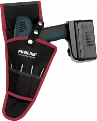 Mbajtëse për drill PROLINE 52064, 1 xhep i madh + 4 të vegjël, kuqe/zezë