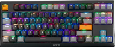 Tastierë mekanike Marvo KG980A EN-B, TKL 87 taste, Blue switch, RGB, me kabllo Type-C, e zezë