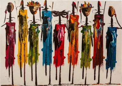Pikturë kanavacë art afrikan shumëngjyrësh FH7197.02 100x3x70 cm