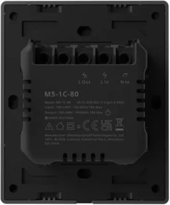 Switch muri smart SONOFF M5-1C-80, Wi‑Fi 2.4GHz, 1-kanal, standard EU, AC 120-240V, gri e errët, single