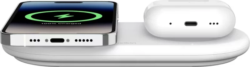 Karikues wireless Belkin WIZ021vfWH, 15W, 2 pajisje, USB Type-C, i bardhë
