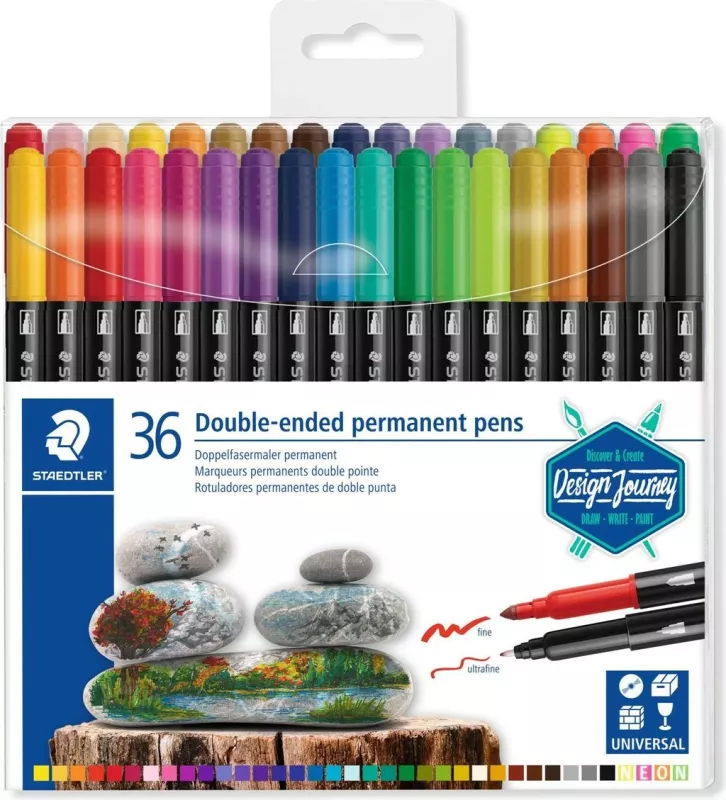 Set stilolapsa STAEDTLER 3187, 36 ngjyra, dy maje, multikolor