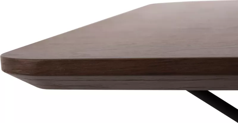Tavolinë katrore për ngrënie TRENK, MDF me furnir lisi në ngjyrë arre, këmbë metalike të zeza, 120x120x75H cm
