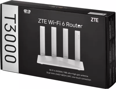 Router Wi-Fi 6 ZTE T3000, i bardhë