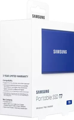 SSD portabël Samsung T7, 1 TB, USB Type-C, 3.2 Gen 2, Blu