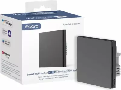Switch i mençur muri AQARA H1 EU WS-EUK01, Zigbee 3.0, pa tel neutral, single, gri