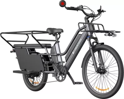 biçikletë elektrike kargo ADO Oasis 261T, motor 250W, bateri dyfishe 48V 13.5Ah + 48V 9Ah, deri 180 km, gri, me dorezë gazi
