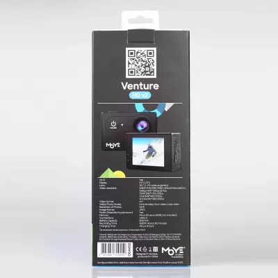 Kamerë aksioni Moye Venture HD V2 Full HD 1080p, 12MP, Wi‑Fi, ekran 2.0" LCD, lente 140°, microSD deri 32GB, blu
