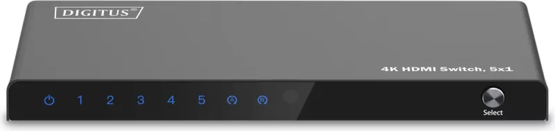 Switch HDMI Digitus 4K, 5x1, HDMI, Micro-USB, Metal, Zi