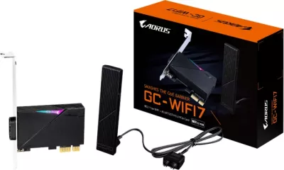 Kartë rrjeti PCIe GIGABYTE GC-WIFI7 2.0 Wi-Fi 7 tri-band 2Tx2R, Bluetooth 5.3