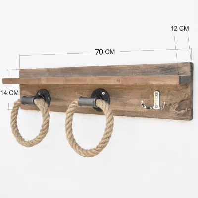 Varëse muri Pipe Hook, dru bredhi, ngjyrë arre, Boruraf174