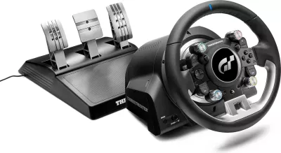 Volan garash Thrustmaster T-GT II, Force Feedback, për PS5/PS4/PC, set me 3 pedale, i zi