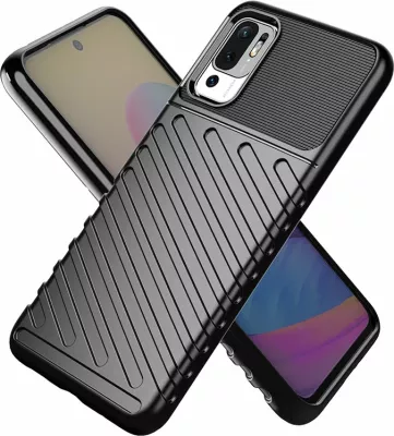 Mbështjellës Hurtel Thunder Case për Xiaomi Redmi Note 10 5G / Poco M3 Pro, i zi