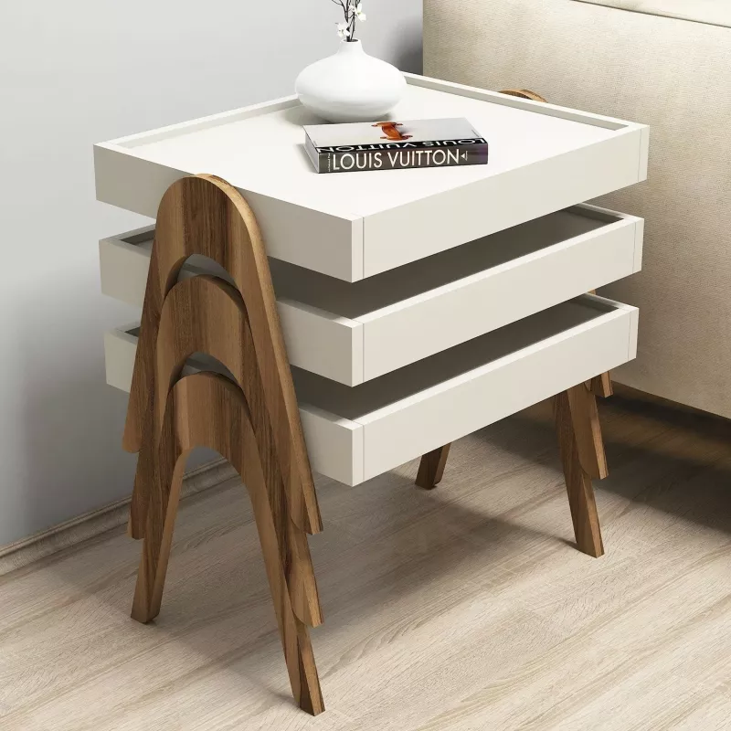 Set tavolinash të vendosshme Hanah Home, Roma, ngjyrë arre dhe krem (3 copë)