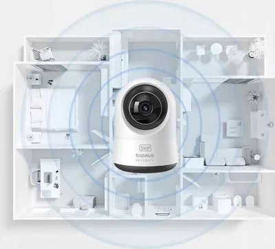 Kamerë sigurie e brendshme Baseus P1 Pro 3K 5MP Wi‑Fi Pan/Tilt 360° MicroSD deri 256GB, e bardhë