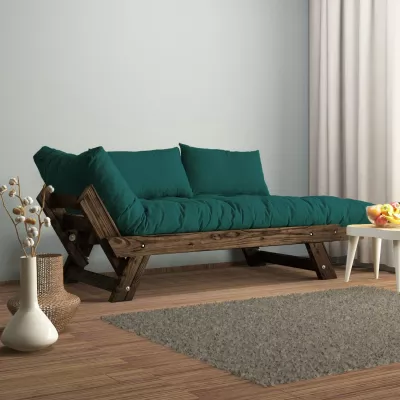 Divan kopshti dy vendësh, Skye Decor, ngjyrë arre dhe jeshile petrol, CPT8116-210